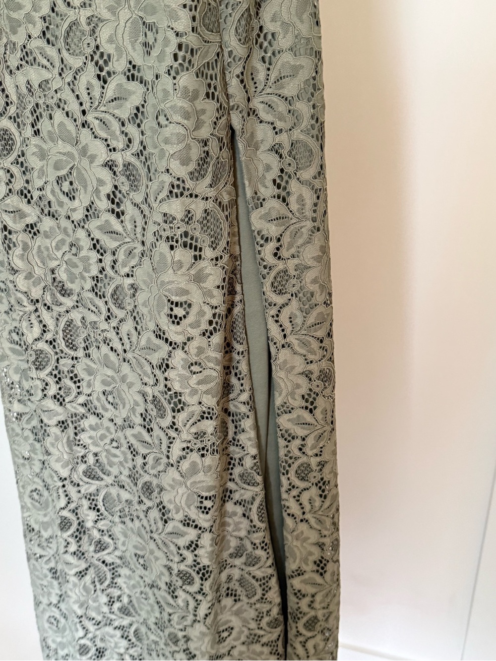 BHLDN Emma Sweetheart Lace Gown Olive Lace Maxi with Spaghetti Straps - Picture 7 of 13